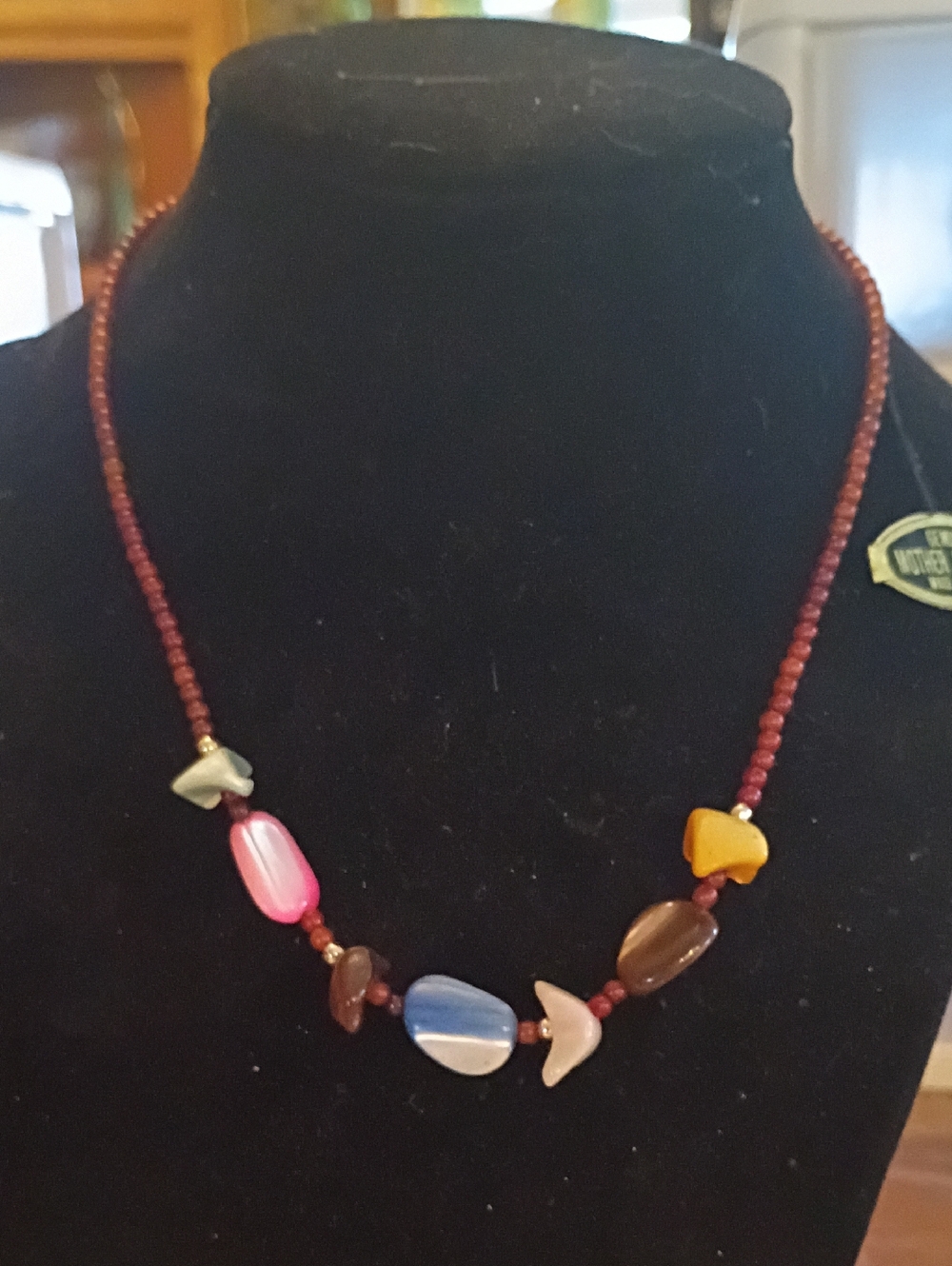 Multi-Color Beaded Womens Necklace - Colorful Stone Accent Strand